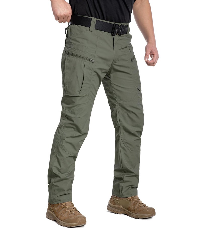 CARWORNIC Men's Rip-Stop Tactical Pants Lightweight Water Resistant Utility Work Pants Stretch EDC Uniform Military Cargo Pants for Outdoor Hiking Casual Construction Army Green - Image 1