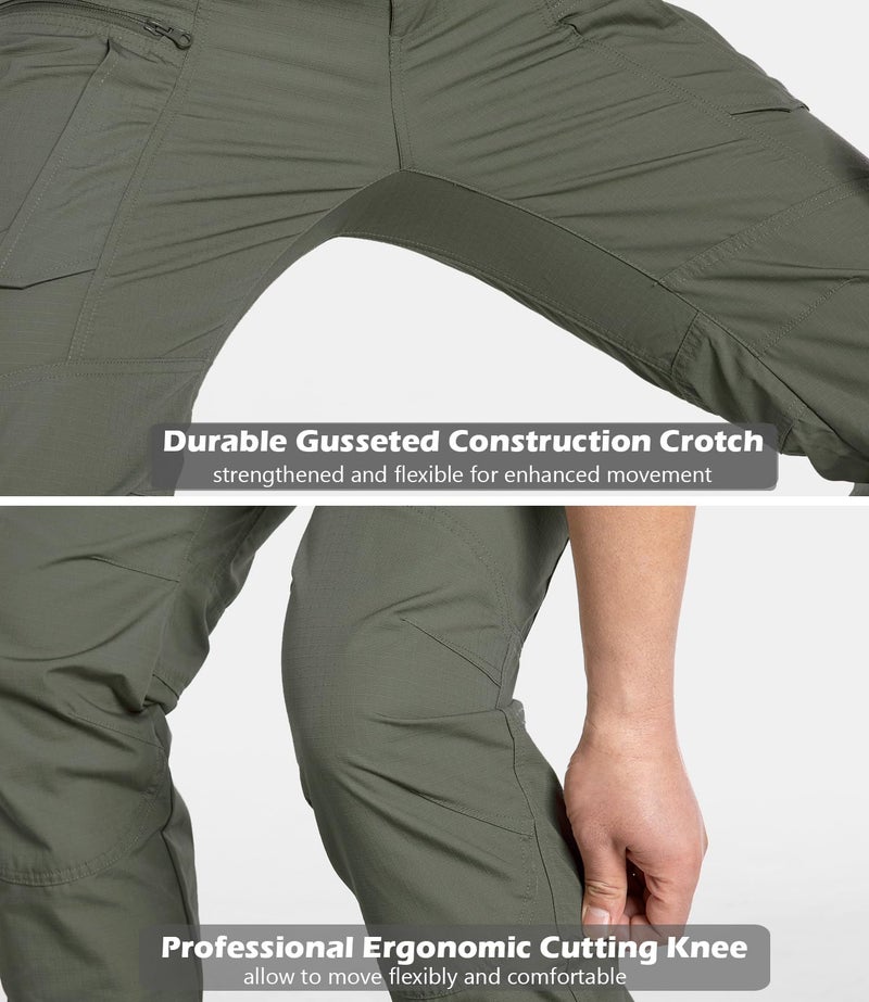 CARWORNIC Men's Rip-Stop Tactical Pants Lightweight Water Resistant Utility Work Pants Stretch EDC Uniform Military Cargo Pants for Outdoor Hiking Casual Construction Army Green - Image 5