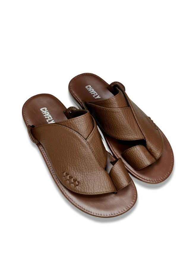 Men's Leather Casual Sandals, Open Toe Soft Strap Non Slip Rubber Sole Summer Daily Shoes - Image 2