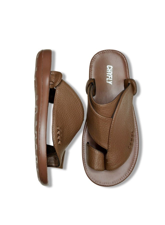 Men's Leather Casual Sandals, Open Toe Soft Strap Non Slip Rubber Sole Summer Daily Shoes - Image 3