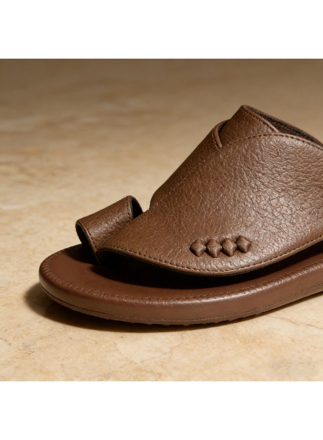 Men's Leather Casual Sandals, Open Toe Soft Strap Non Slip Rubber Sole Summer Daily Shoes - Image 5