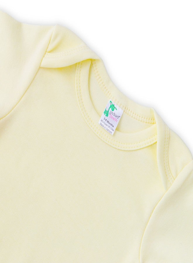 Laughing Giraffe Baby Blank Short Sleeve Unisex One Piece Bodysuit (3-6 Months, Yellow) - Image 2