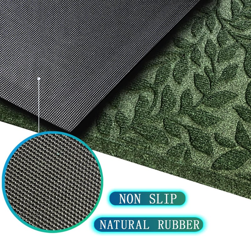 Bulijojo Sturdy Frontr Entrance Doormats,Durable Heavy Duty Welcome Mat,Thick Absorbent Natural Rubber Non Slip Mat,Easy Clean Entryway Mat Leaves Green 23"x35" - Image 3