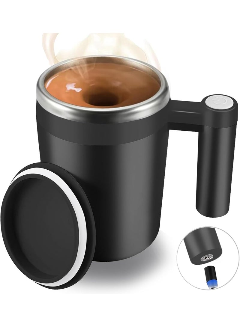 FDTY Self Stirring Mug,Rechargeable Auto Magnetic Coffee Mug,Waterproof Automatic Mixing Cup for Milk/Cocoa at Office、Kitchen、Travel 14oz Best Gift - Black - Image 1