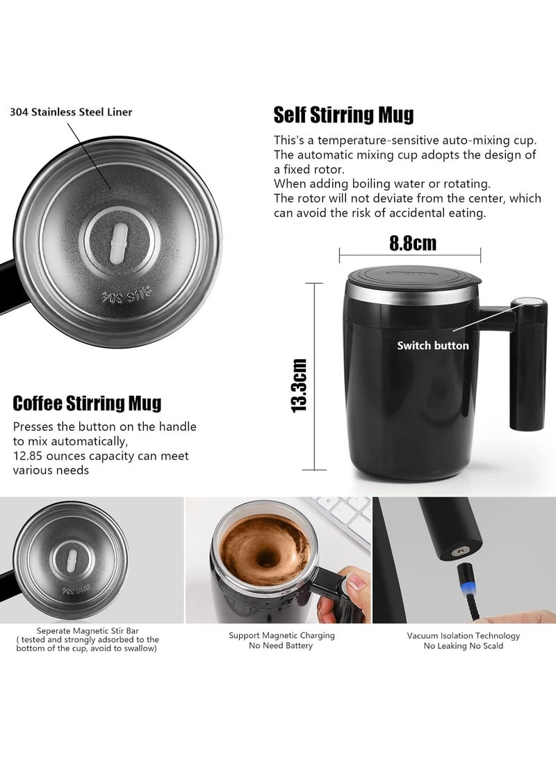 FDTY Self Stirring Mug,Rechargeable Auto Magnetic Coffee Mug,Waterproof Automatic Mixing Cup for Milk/Cocoa at Office、Kitchen、Travel 14oz Best Gift - Black - Image 3