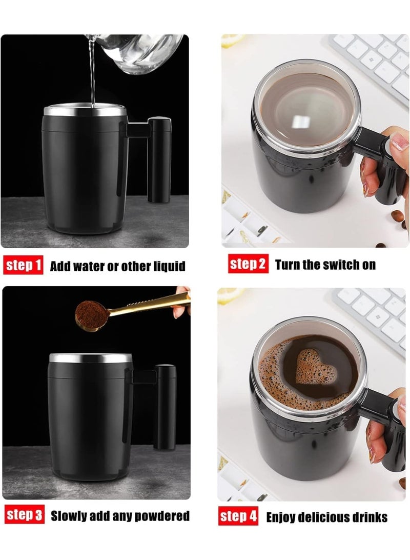 FDTY Self Stirring Mug,Rechargeable Auto Magnetic Coffee Mug,Waterproof Automatic Mixing Cup for Milk/Cocoa at Office、Kitchen、Travel 14oz Best Gift - Black - Image 4