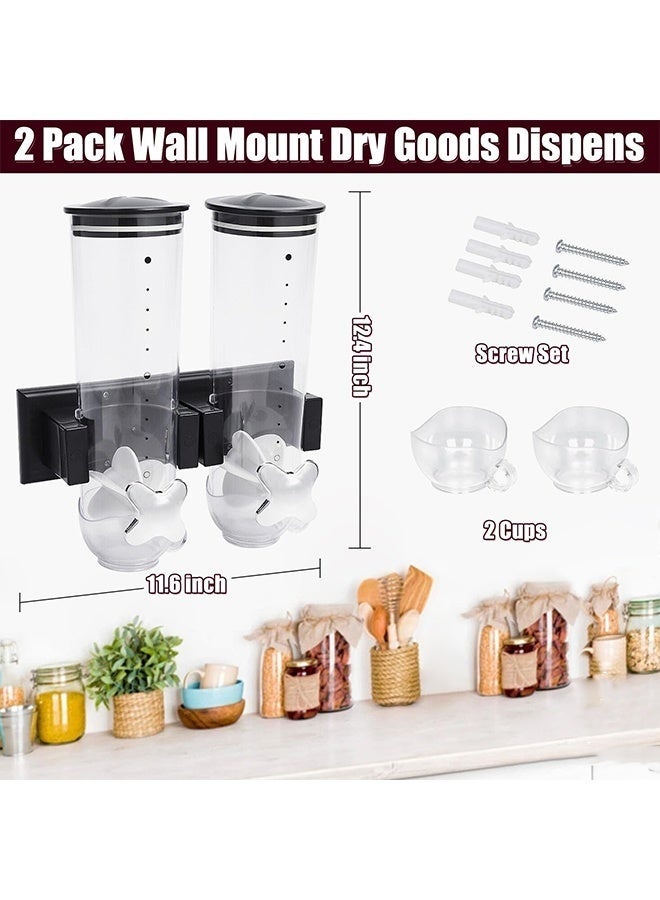 Arabest 2 Pack Cereal Dispensers, Wall Mounted Food Dispenser Large Capacity Candy Dispenser, Double Dry Food Dispensers Wall Mount, Grain Dispenser for Kitchen Storage Oatmeal Snack Coffee Beans Candy, Silver - Image 3