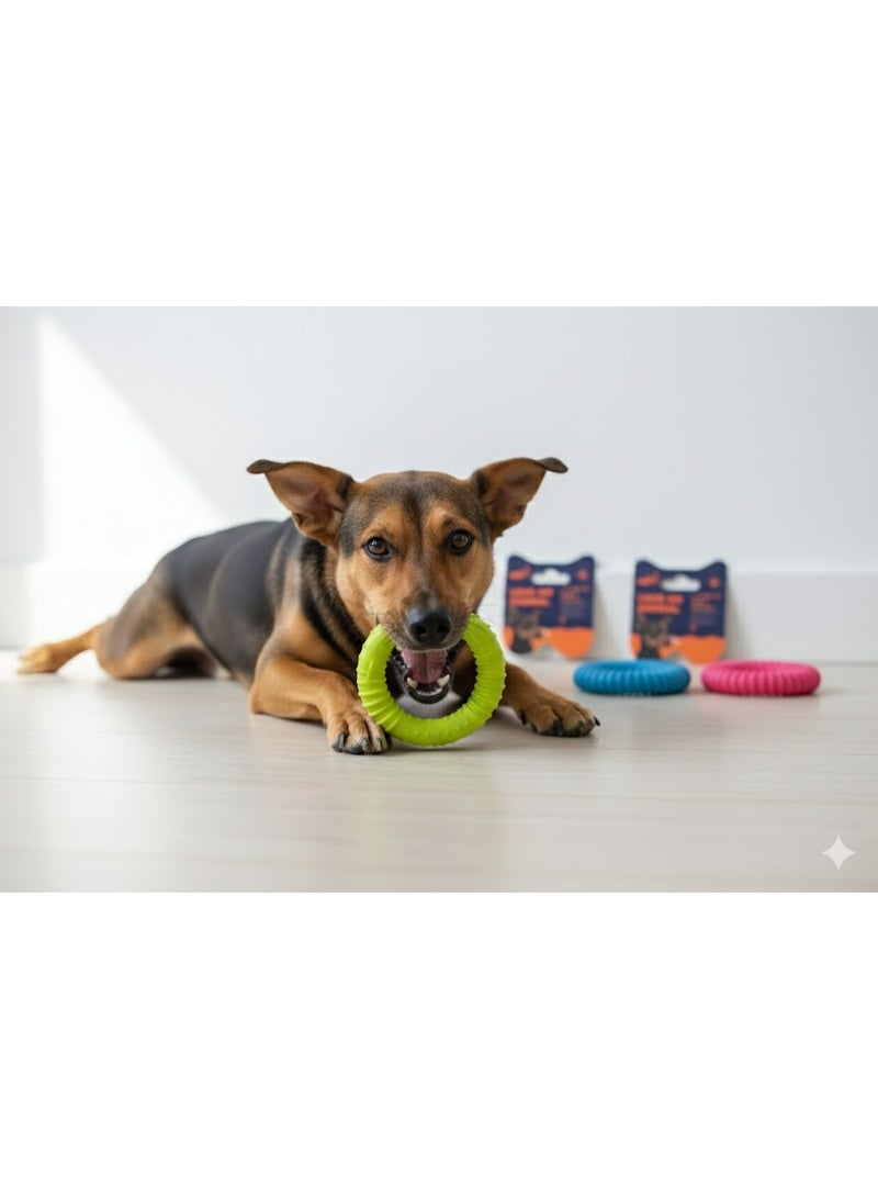 لعبة مضغ للكلاب على شكل حلقة، مصنوعة من المطاط المحكم، متوفرة بألوان متعددة - Image 1