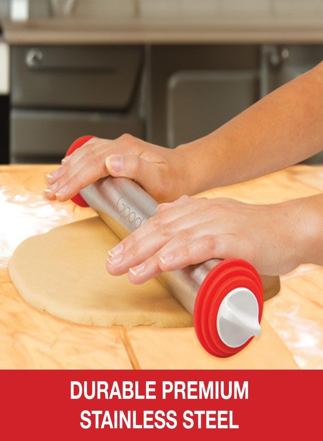 Good Cooking Adjustable XL Pastry Rolling Pin w/ 3 Spacer Rings - Heavy Duty NonStick Stainless Steel French Roller 17" Barrel - Adjust Dough Height for Baking XMAS Holiday Cookies & Desserts- Kitchen Essential - Image 4