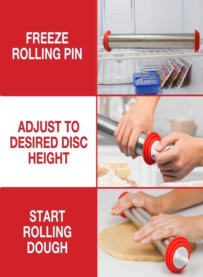 Good Cooking Adjustable XL Pastry Rolling Pin w/ 3 Spacer Rings - Heavy Duty NonStick Stainless Steel French Roller 17" Barrel - Adjust Dough Height for Baking XMAS Holiday Cookies & Desserts- Kitchen Essential - Image 5