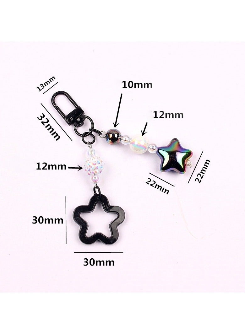 Winner 7pcs Star Keychain,Colorful Keychain Charms Small keychain Bag Keychain Accessories,Aesthetic Keychain Star Pearls Beads Decorative Pendant,Cute Keychains for Women Purse Backpack Handbags Gift - Image 4