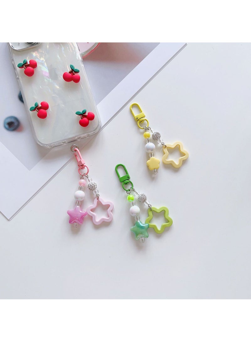 Winner 7pcs Star Keychain,Colorful Keychain Charms Small keychain Bag Keychain Accessories,Aesthetic Keychain Star Pearls Beads Decorative Pendant,Cute Keychains for Women Purse Backpack Handbags Gift - Image 2