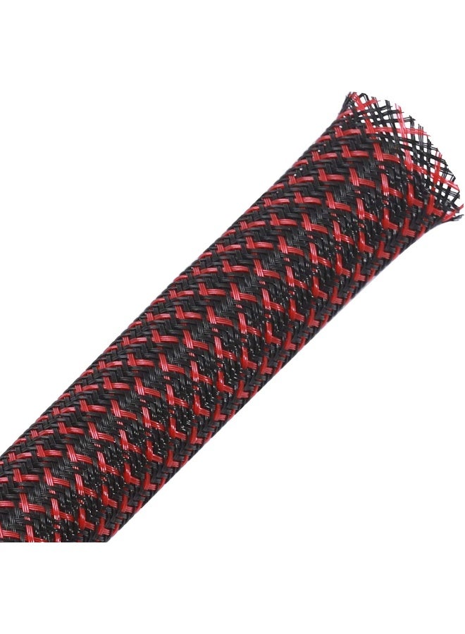 Alex Tech 100ft - 1/2 inch PET Expandable Braided Sleeving â€“ BlackRed â€“ Alex Tech Braided Cable Sleeve - Image 1