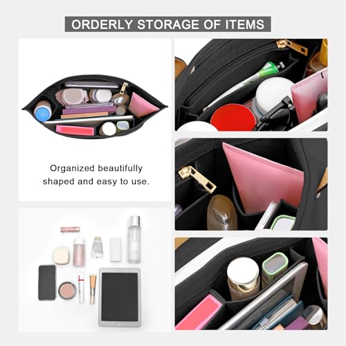 LOUKAYCCI Purse Organizer Insert for Longchamp Le Pliage M Handbag Insert Felt Long Champ Tote Bag Organizer Insert with Cup (Black, Medium) - Image 5