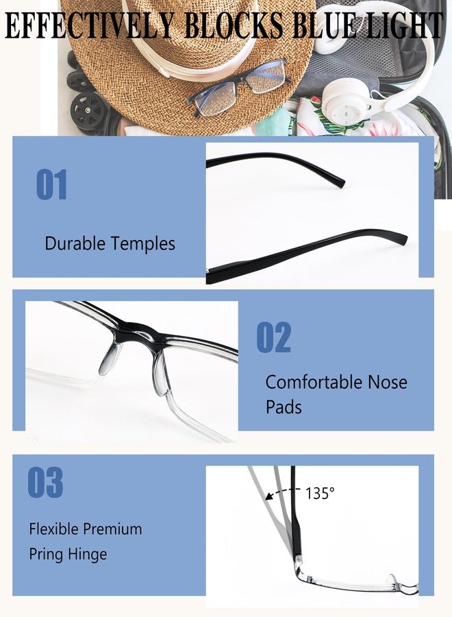 نظارات قراءة كوبكيم 30 قطعة، نظارات نصف إطار، نظارات قراءة تحجب الضوء الأزرق للنساء والرجال، نظارات بمفصلات زنبركية (+250) - Image 3