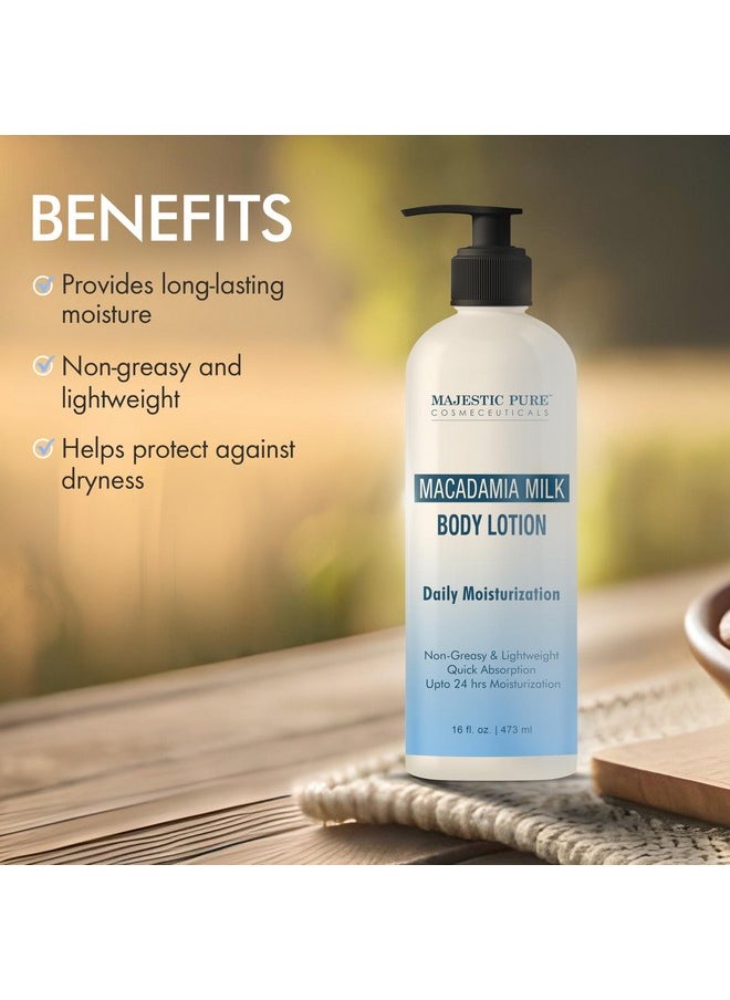 Majestic Pure Macadamia Milk Daily Moisturizing Body Lotion With Aloe Leaf Extracts Nourishing & Moisturizing Quick Absorbing Lightweight & Non Greasy For All Skin Types 16Fl Oz  - Image 3