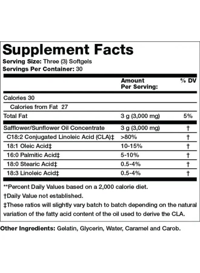 Olympian Labs CLA 3000mg 90 Softgels - Image 2