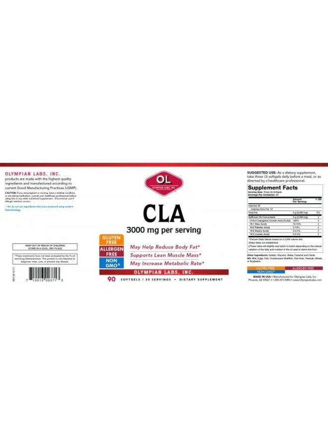 Olympian Labs CLA 3000mg 90 Softgels - Image 1