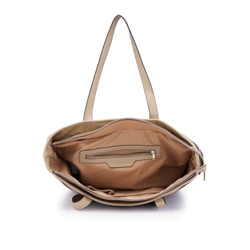Caprese Zuzu Tote Bag, Large Stylish Handbag for Women | Elegant Shoulder Bag with Abstract Print, Spacious Office Tote, Quick Access Back Zip for Women, Stylish and Functional Design (Beige) - Image 4