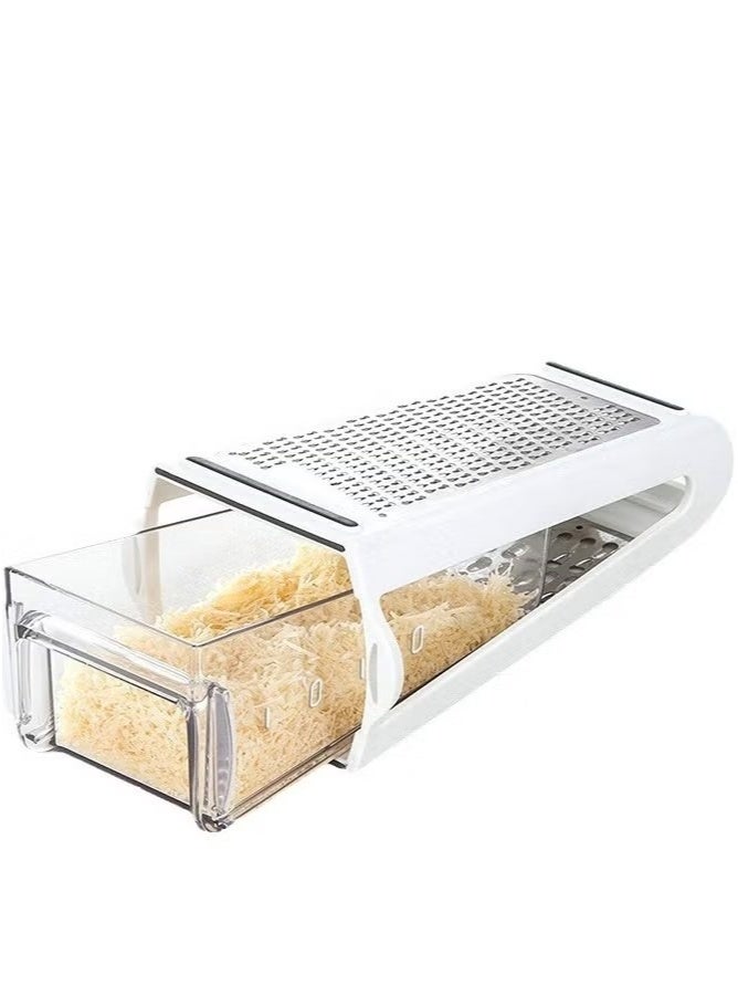 OMEVE Cheese Grater with Garlic Crusher - Box Grater Cheese Shredder - Cheese Grater with Handle - Graters for Kitchen Stainless Steel Food Grater - Garlic Mincer Tool and Vegetable Peeler  - Image 3