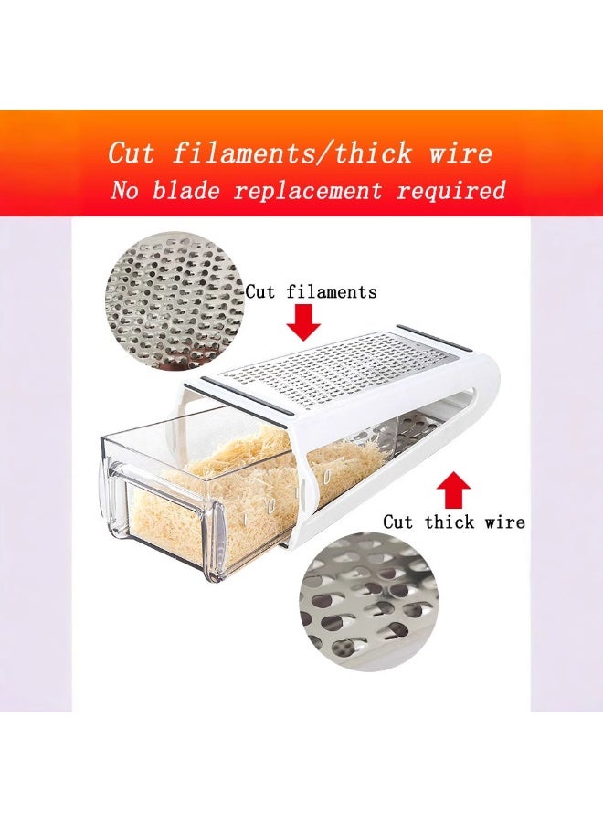 OMEVE Cheese Grater with Garlic Crusher - Box Grater Cheese Shredder - Cheese Grater with Handle - Graters for Kitchen Stainless Steel Food Grater - Garlic Mincer Tool and Vegetable Peeler  - Image 5