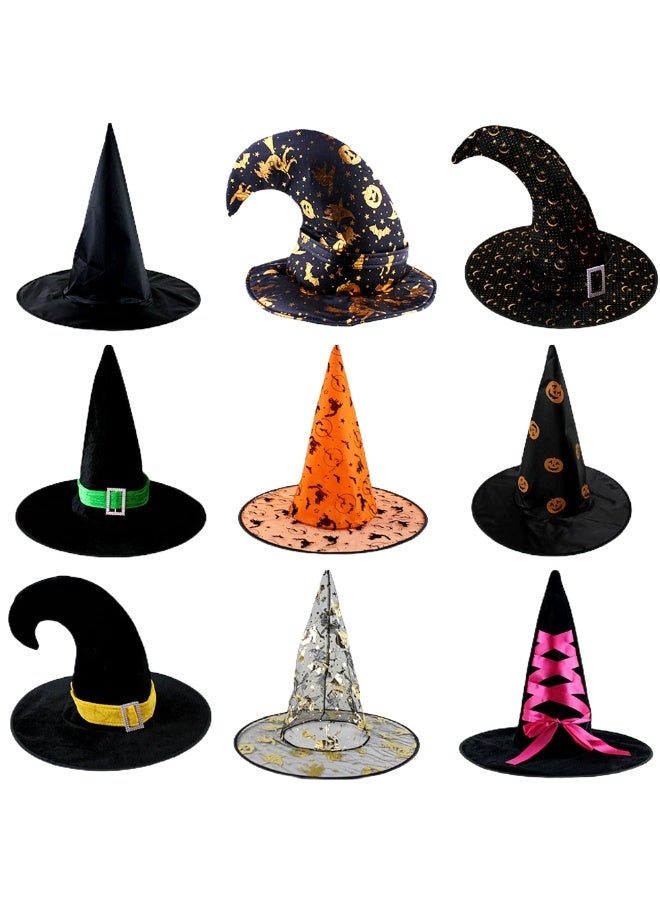 Halloween Ball Party Hats: Witch Hat, Wizard Hat, Veil Hat, Printed Pumpkin Hat, Black Pointed Hat - Image 4