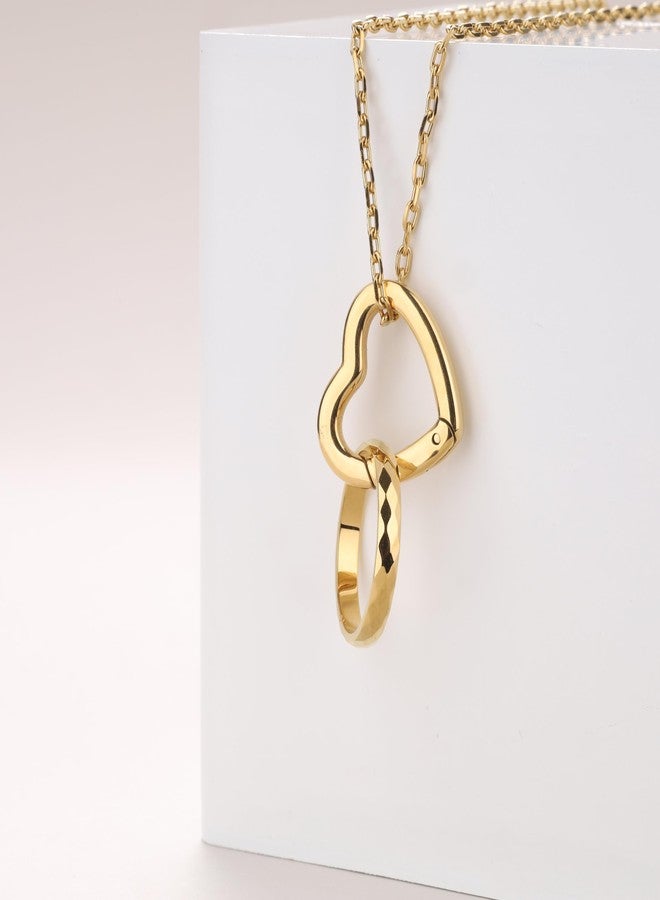 GAVU Stainless Steel Ring Holder Necklace for Women, Women’s Heart Pendant Ring Keeper Necklace in Silver/Gold/Rose Gold 18", 18", Stainless Steel, No Gemstone - Image 5