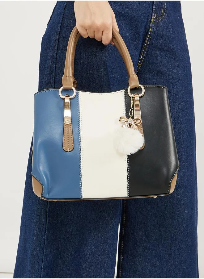 Styli Drop Chain Color Block Handbag with Top Handle