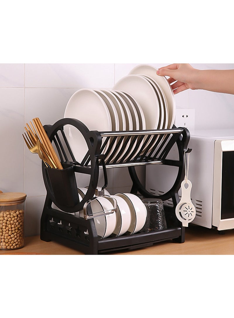 DubaiGallery Large Capacity Dish Drying Rack, 2-Tier Kitchen Organizer for Plates, Bowls, Glasses & Utensils – Drain Tray Included - Image 3