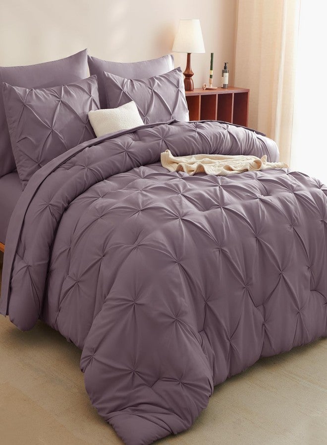 CozyLux طقم لحاف كوزي لوكس كامل الحجم، لون رمادي بنفسجي، 7 قطع، طقم سرير متكامل، لحاف بنفسجي كامل الحجم، طقم مفروشات بثنيات أنيقة، يتضمن لحافًا مناسبًا لجميع الفصول، ملاءات، أغطية وسائد، وأغطية أغطية وسائد مزخرفة. - Image 1