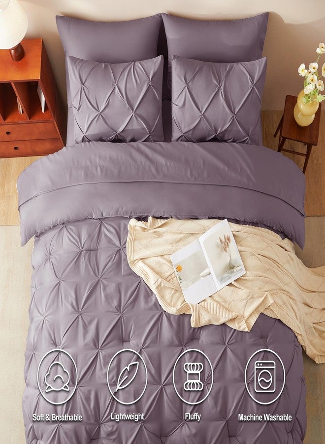 CozyLux طقم لحاف كوزي لوكس كامل الحجم، لون رمادي بنفسجي، 7 قطع، طقم سرير متكامل، لحاف بنفسجي كامل الحجم، طقم مفروشات بثنيات أنيقة، يتضمن لحافًا مناسبًا لجميع الفصول، ملاءات، أغطية وسائد، وأغطية أغطية وسائد مزخرفة. - Image 2