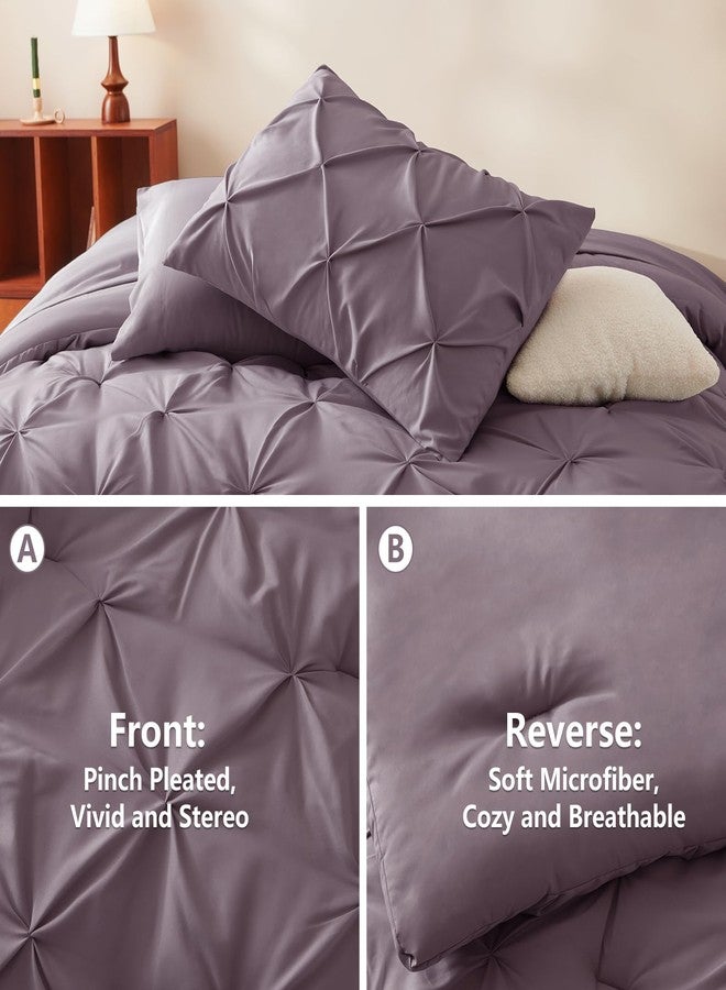 CozyLux طقم لحاف كوزي لوكس كامل الحجم، لون رمادي بنفسجي، 7 قطع، طقم سرير متكامل، لحاف بنفسجي كامل الحجم، طقم مفروشات بثنيات أنيقة، يتضمن لحافًا مناسبًا لجميع الفصول، ملاءات، أغطية وسائد، وأغطية أغطية وسائد مزخرفة. - Image 3