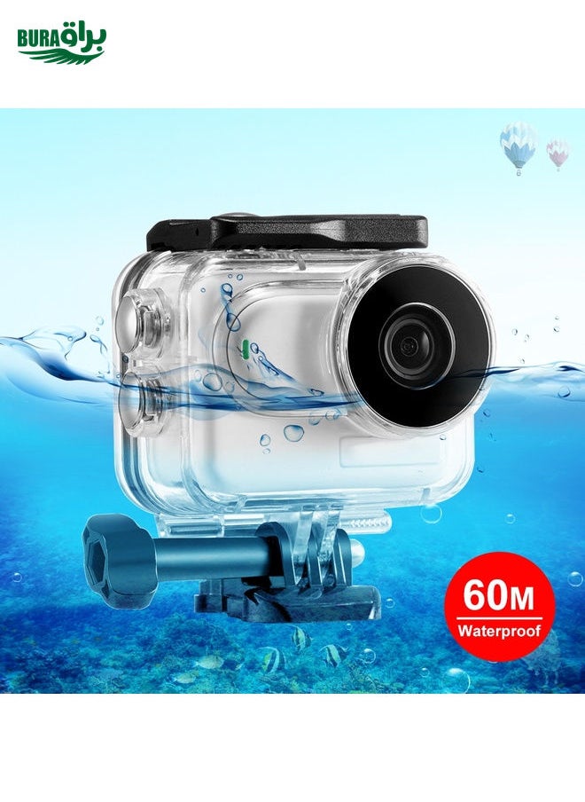 BURAQ For Insta360 GO 3  / GO 3SPULUZ 60m Underwater Waterproof Housing Case with Base Adapter & Screw (Transparent)  - Image 1