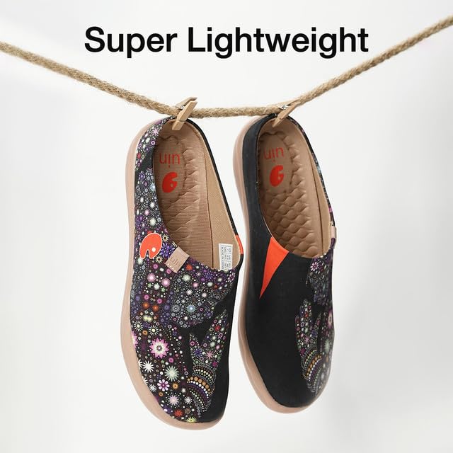 UIN Women's Slipper Fashion Canvas Comfort Travel Art Painted Shoes Wide Toe Casual Household Slip On Mules Pray for Goodness (7.5) - Image 4