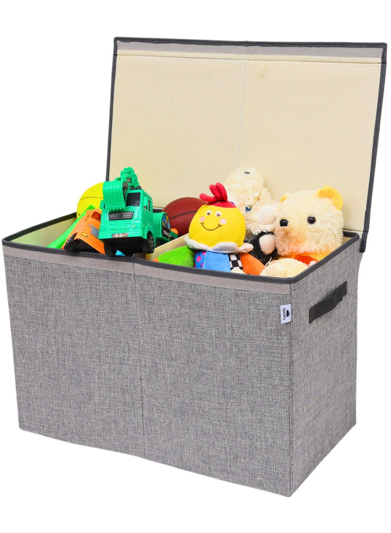 Toy Storage Organizer Chest Large with Lid, Collapsible Sturdy Toy Box Storage Bin for Playroom, Multipurpose Premium Oxford Fabric Toy Organizer for Kids Storage with Divider 60x40x35cm Grey