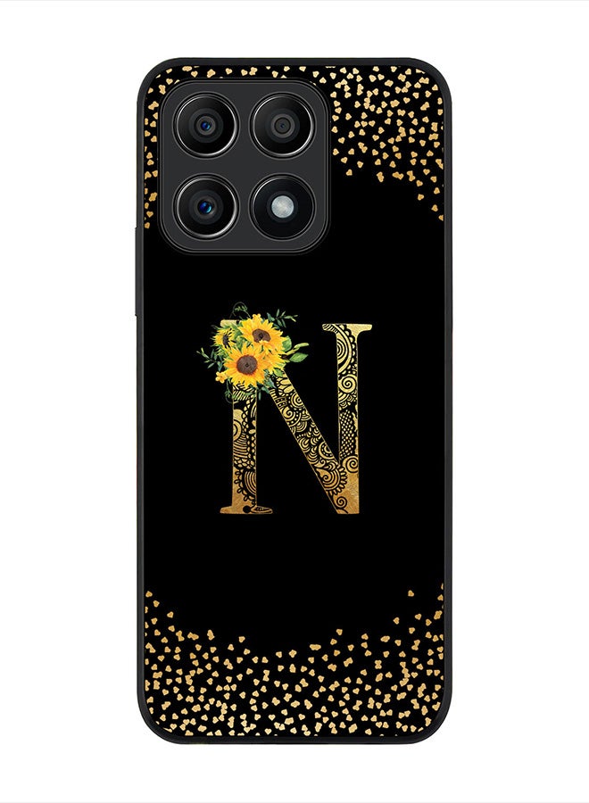 Stylizedd Rugged Black edge case for Honor X8A 4G, Slim fit Rubber Edges  -  Custom Monogram Initial Letter Mandala Floral Pattern Alphabet- N  (Black ) - Image 1