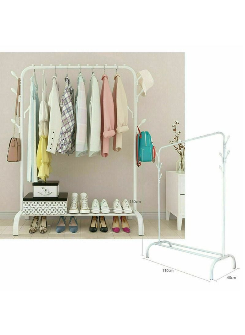 DubaiGallery Clothes Rail Stand White for Indoor Outdoor, Clothing Hanger Stand Single-pole Rod Drying Stand Rack For Balcony Hanging Clothes Heavy Duty Steel - Image 4