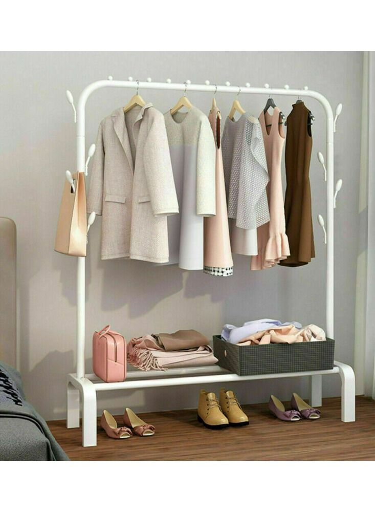 DubaiGallery Clothes Rail Stand White for Indoor Outdoor, Clothing Hanger Stand Single-pole Rod Drying Stand Rack For Balcony Hanging Clothes Heavy Duty Steel - Image 3