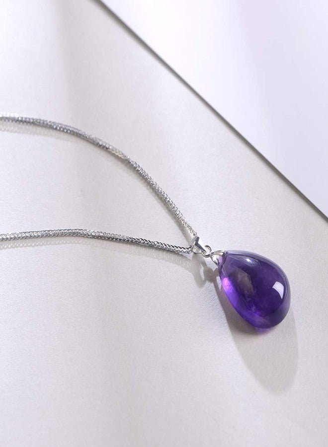 iSTONE 925 Sterling Silver Natural Crytral for Womens Pendant Necklace, Gemstone Birthstone with 17.8" Silver Chain Ladies, 17.8'', Gemstone, Amethyst Labradorite - Image 5