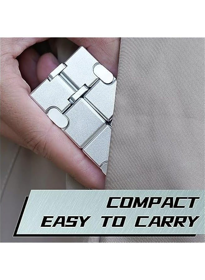 Silver Metal Infinity Cube - Anxiety Fidget Toy for Kids, Teens, and Adults with Cool Design  - Image 3