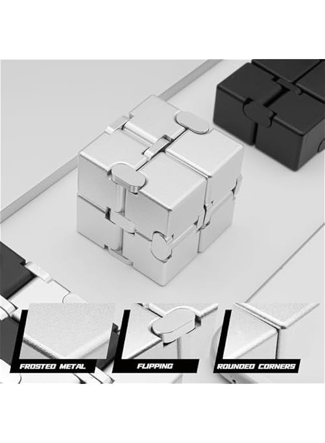 Silver Metal Infinity Cube - Anxiety Fidget Toy for Kids, Teens, and Adults with Cool Design  - Image 4