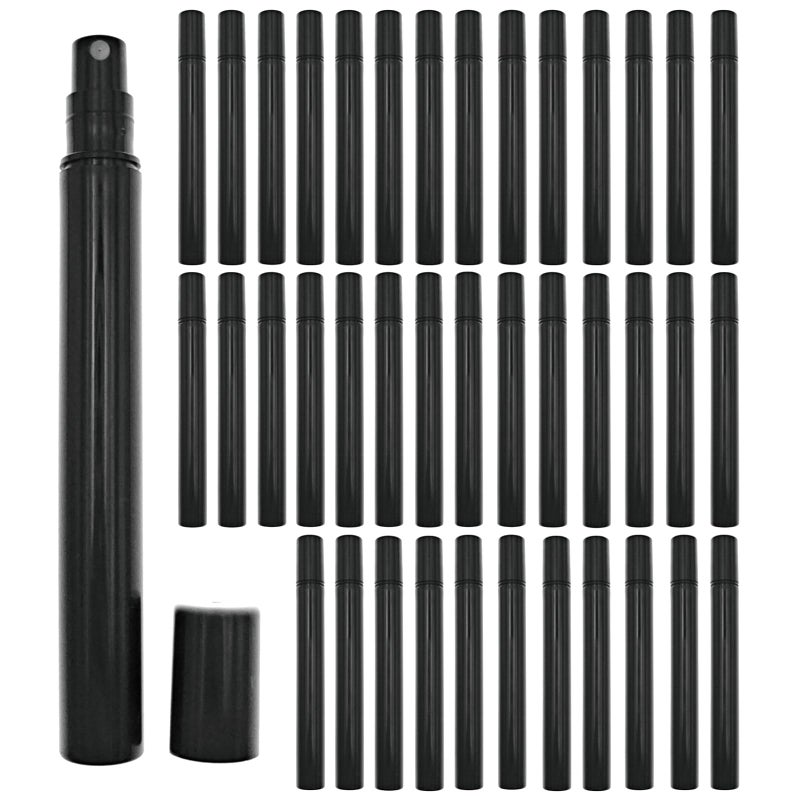 Rikwog 40Pcs Mini Spray Bottles  5Ml Plastic Refillable Empty Fine Mist Perfume Bottles Portable Sample Spray Containers For Travel Party Cosmetic Makeup Tool  Black - Image 1