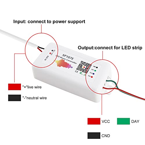 RGBZONE Bluetooth LED Controller, DC 5-24V SP107E LED Light Strip Controller, Support Music Sync, IC Chip for WS2812b WS2811 LED Strip, Matrix Panel, Module - Image 3