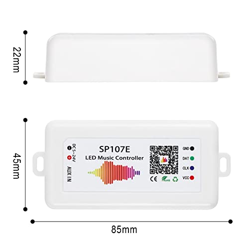 RGBZONE Bluetooth LED Controller, DC 5-24V SP107E LED Light Strip Controller, Support Music Sync, IC Chip for WS2812b WS2811 LED Strip, Matrix Panel, Module - Image 2