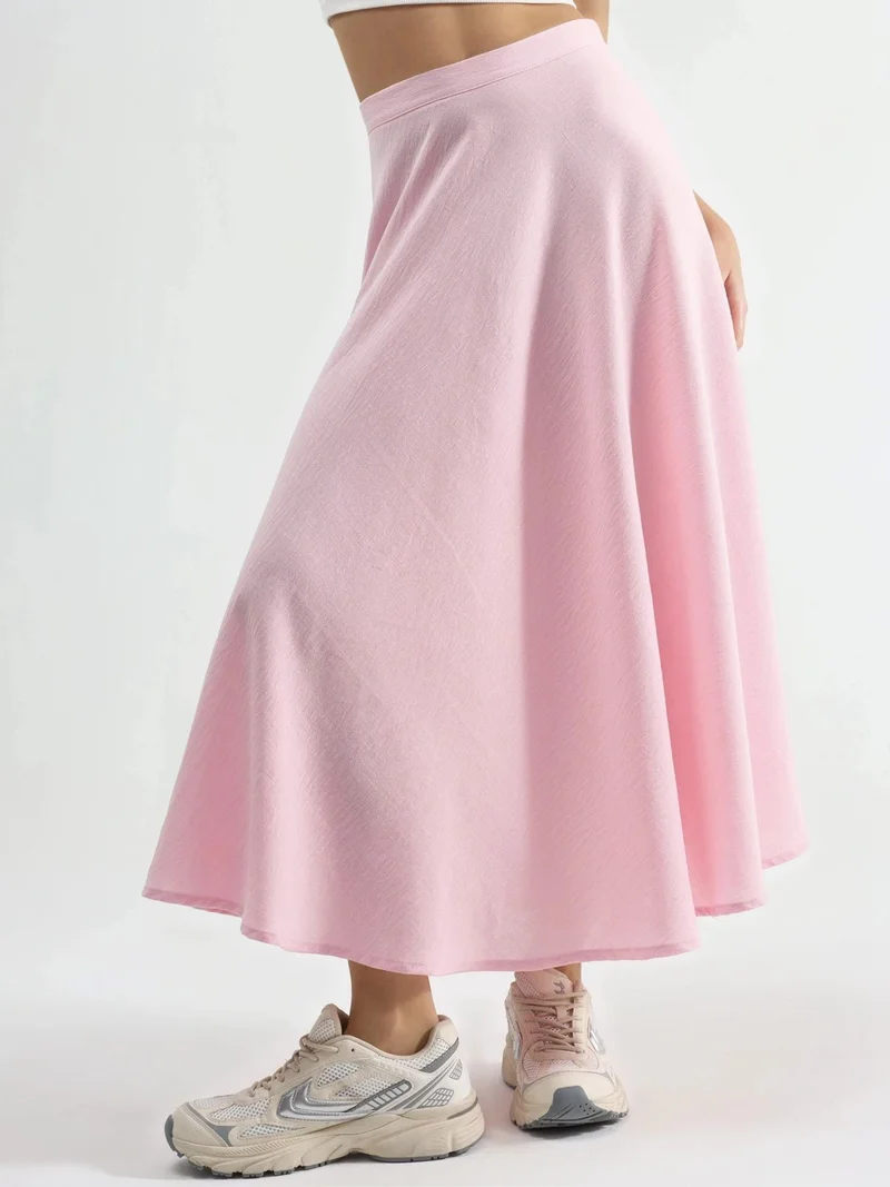 بوسيم BUSEM High Waist Textured A-Line Maxi Skirt