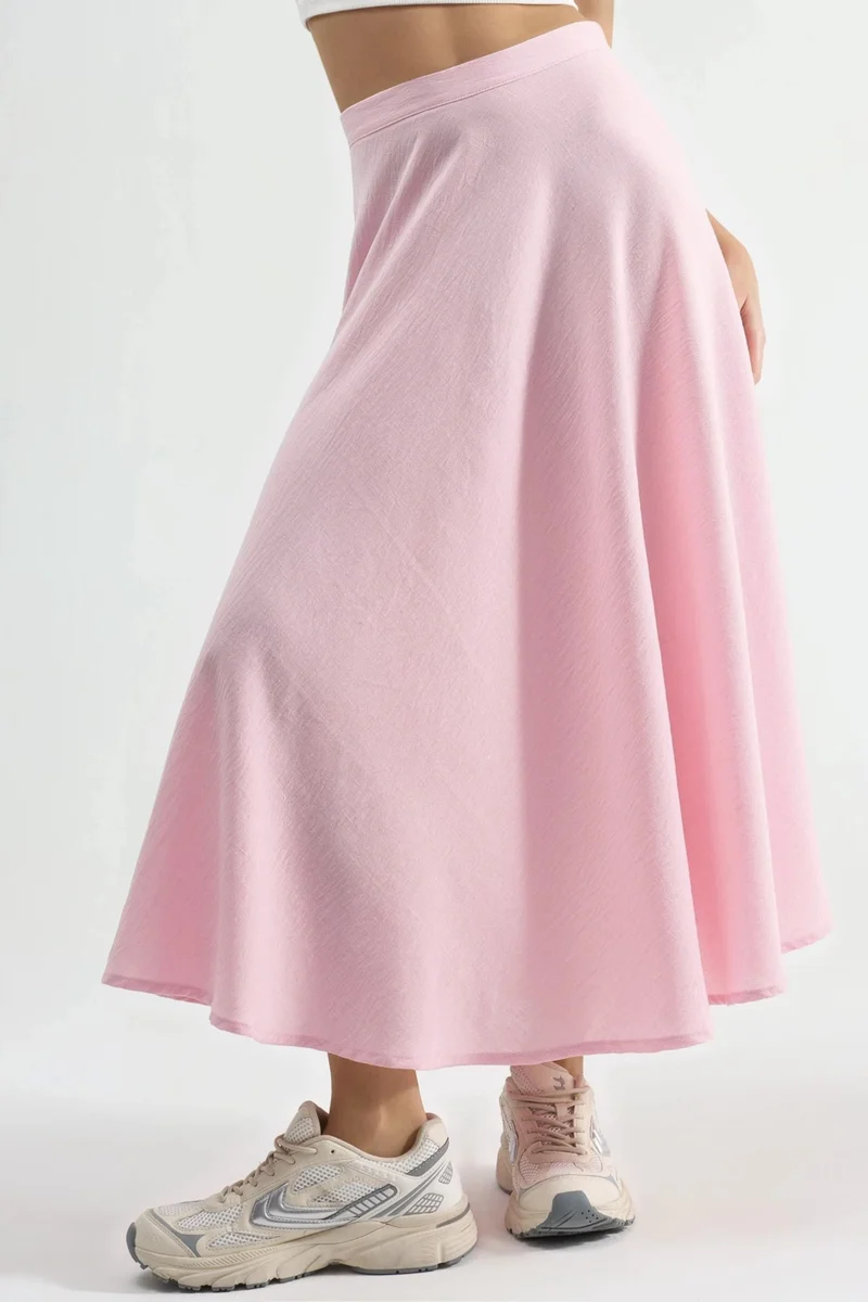 بوسيم BUSEM High Waist Textured A-Line Maxi Skirt