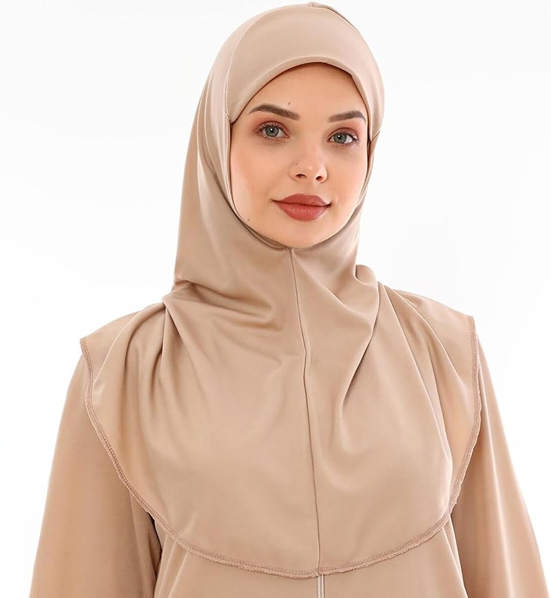 Women's Prayer Abaya with Zipper and Headscarf Full Length Modest Muslim Dress for Salah and Daily Wear
