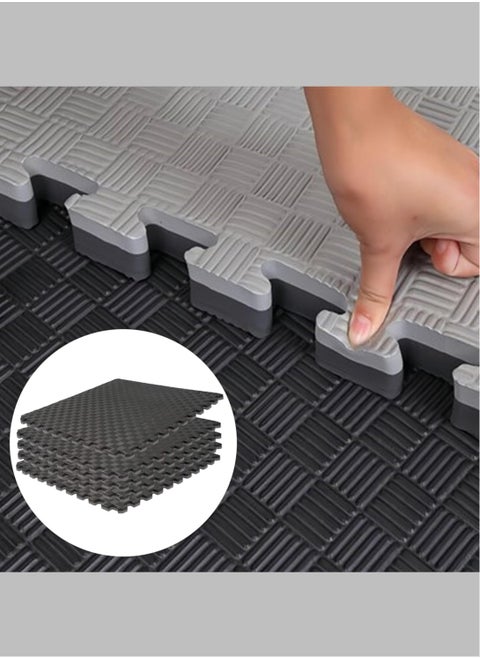 5Pcs. High Density Eva Interlocking Foam Mat Black/Gray, L 104.5 X W 104.5 X H 2.5 cm EM-9346, Gray-Black
