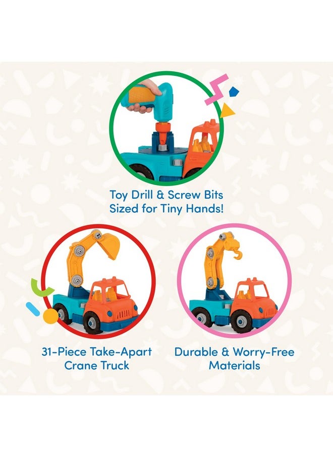 BATTAT Battat- Wonder Wheels- Take-Apart Crane Truck - Toy Crane Truck With Drill For Kids - STEM Toy- Developmental Toy - 3 Years +  - Image 3