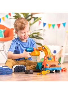 BATTAT Battat- Wonder Wheels- Take-Apart Crane Truck - Toy Crane Truck With Drill For Kids - STEM Toy- Developmental Toy - 3 Years +  - Image 2